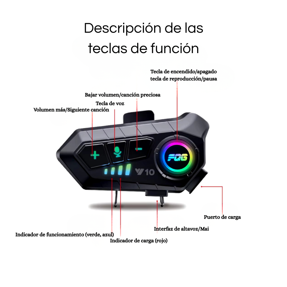 Casco Bluetooth 5.3 Casco Auriculares Teléfono móvil manos libres Móvil Auriculares impermeables para motocicleta Reproductor de música MP3 Altavoz para Moto