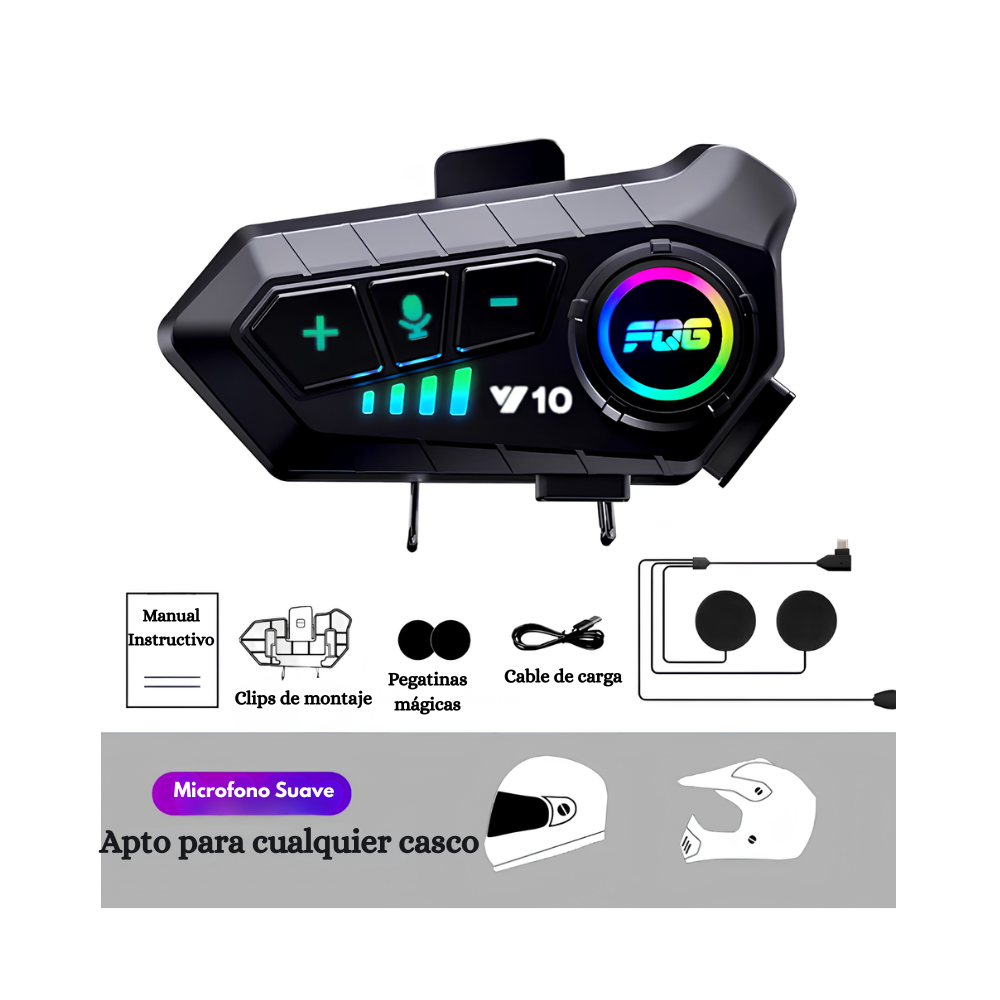Casco Bluetooth 5.3 Casco Auriculares Teléfono móvil manos libres Móvil Auriculares impermeables para motocicleta Reproductor de música MP3 Altavoz para Moto