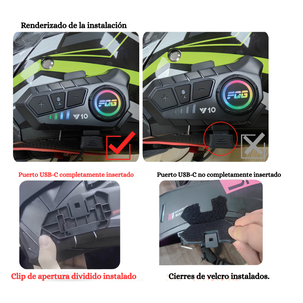 Casco Bluetooth 5.3 Casco Auriculares Teléfono móvil manos libres Móvil Auriculares impermeables para motocicleta Reproductor de música MP3 Altavoz para Moto